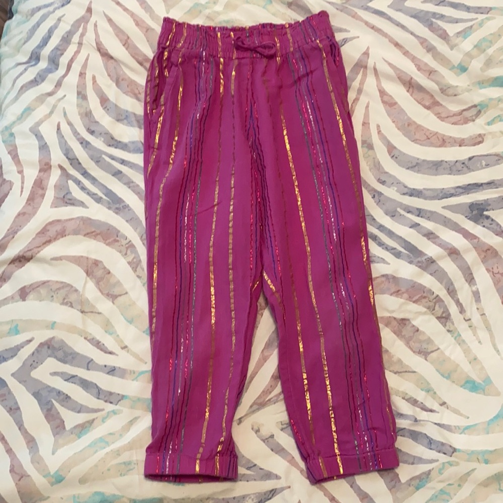 J Crew Crewcuts Girls Shimmer Stripe Beach Pants.